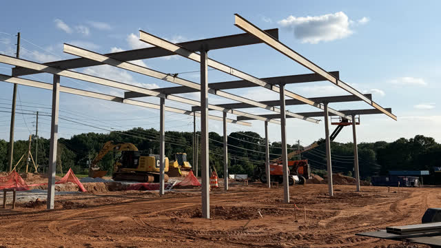 Retail fuel canopy steel frame erected by More Steel Inc on a Georgia jobsite