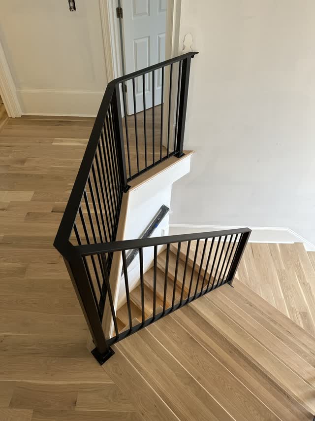 Steel rail installed at an interior landing