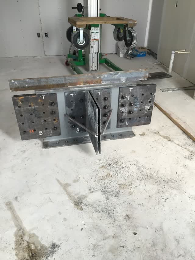 A steel assembly being fitted up on the fabrication shop floor